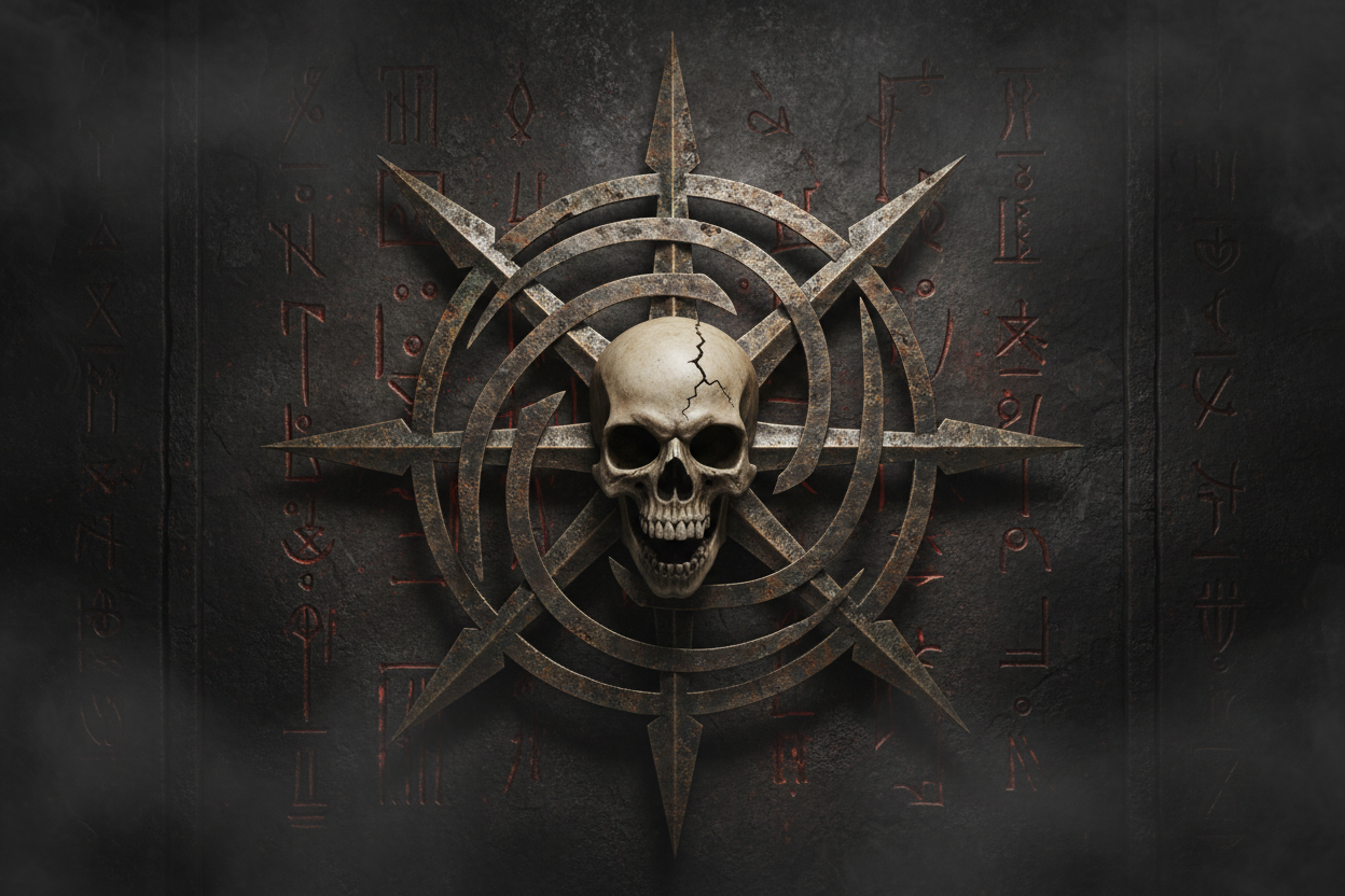 Chaos star with a skull
